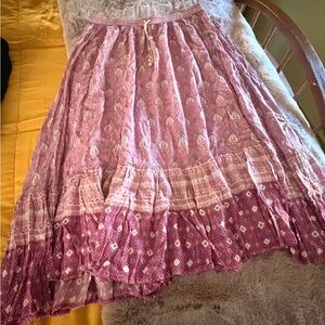 Spell Pink Paisley Tiered Maxi Skirt